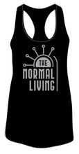 Load image into Gallery viewer, Women’s Racerback Tank, Black w/ Silver TNL Logo
